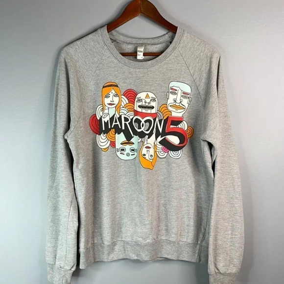 MAROON 5 Overexposed Graphic Sweatshirt Crewneck Band Grey Unisex Rock Size M - Picture 11 of 11